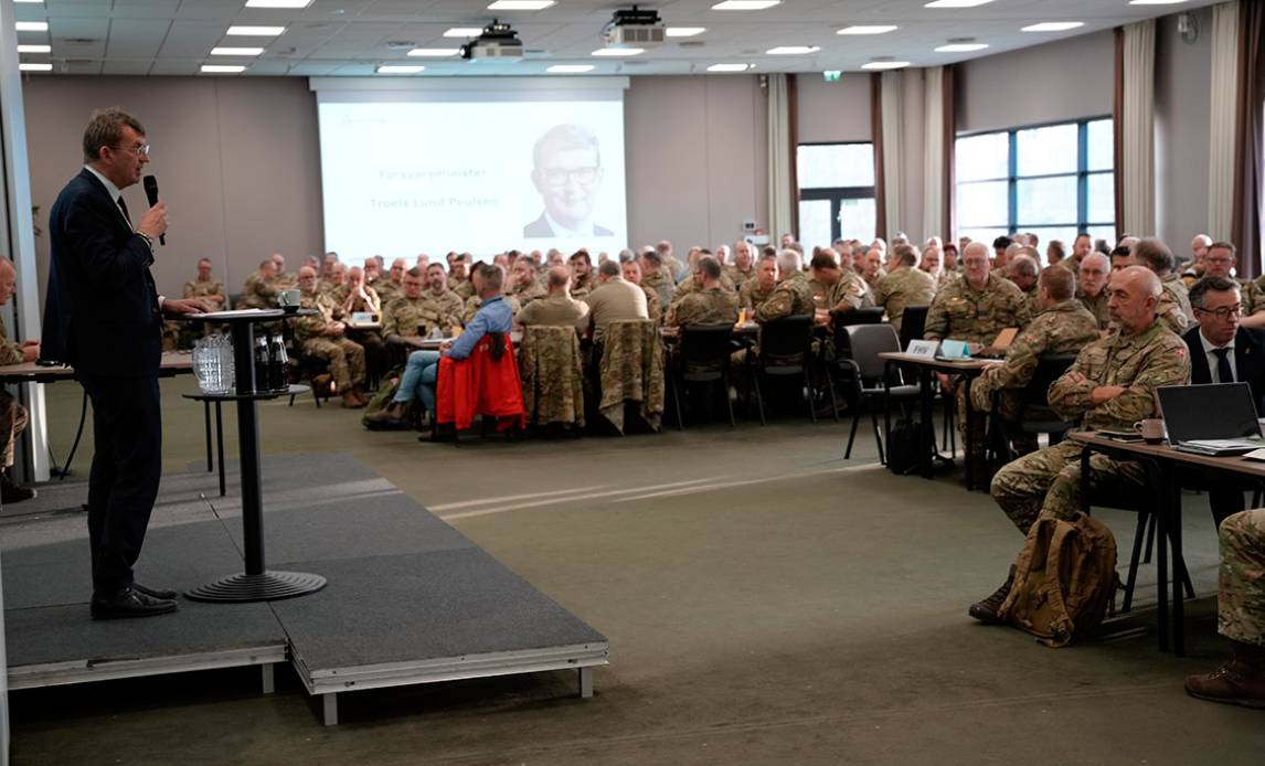 Forsvarsminister Troels Lund Poulsen holdte oplæg under Hjemmeværnets underafdelingschefsamling 2026.