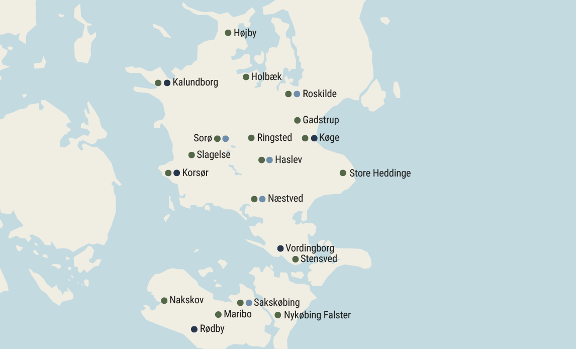 Oversigt over enheder i Region Sjælland